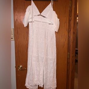 Bardot cold shoulder white summer dress sz 10/L
